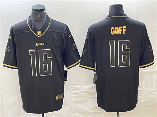 Mens Detroit Lions #16 Jared Goff Black Gold Edition Jersey->detroit lions->NFL Jersey